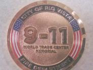 Back of special coin with the worlds 9-11 World Trade Center Memorial City of Rio Vista Fire Department